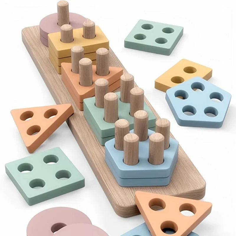 Montessori Toys For 18+ Months Old - Toddlers Wooden Sorting And Stacking Toys For Baby Boys