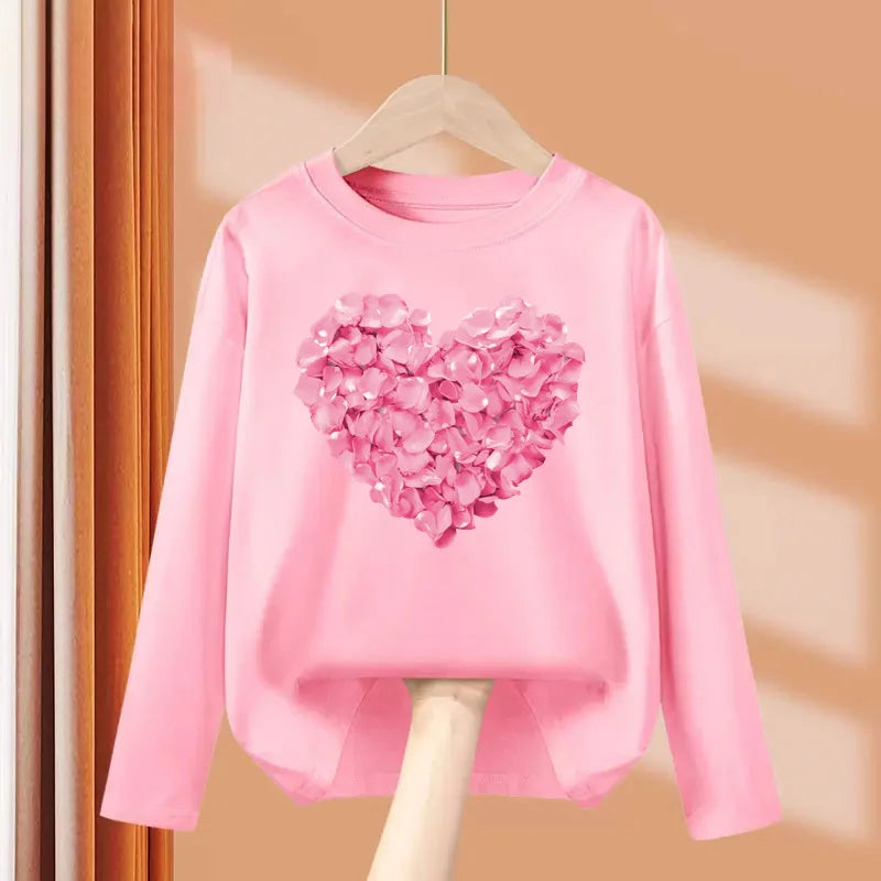 Sophia Children Long Sleeved Heart Shaped Design T-shirt Spring