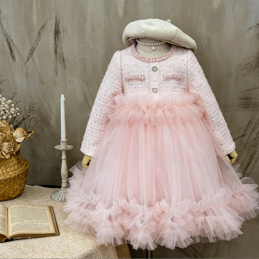 French Princess Dress With Lace Tulle Skirt White Elegant Dress