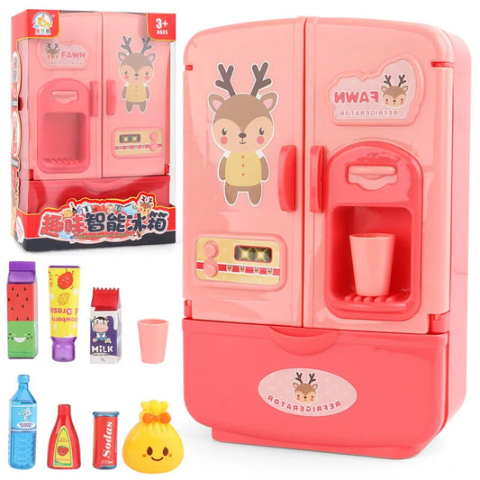 Mini Doll Fridge Furniture Kitchen Miniatures Refrigerator Role Playing Game Montessori
