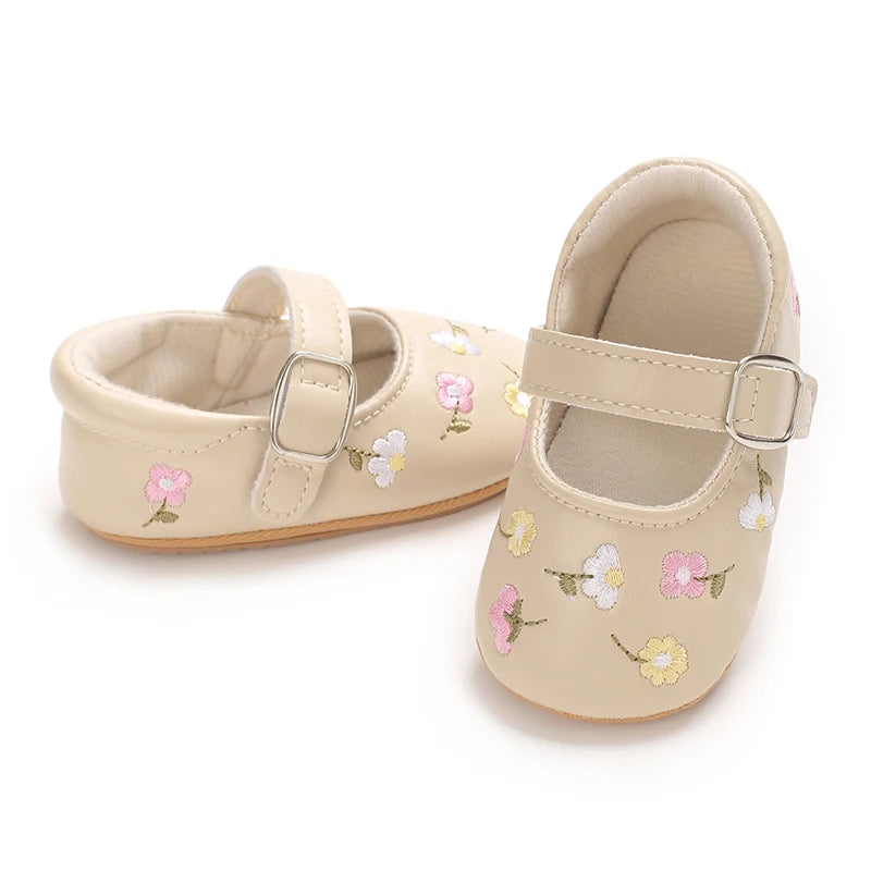 Spring And Autumn Baby Girl's Walking Shoes Anti Slip One Year Old Soft Soled Baby Shoes Princess Shoes Single Shoes