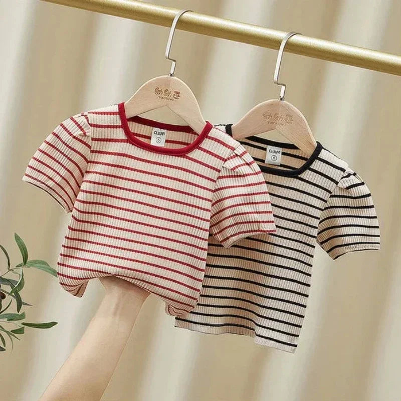 Carlota Summer Kids Tees Toddler Striped Printed Children's Clothes - GuGuTon baby store - Baby Fashion - Toddlers Outfits - Babies Outfits - Toddler Clothes - Kids Clothing - Newborn Clothes - Newborn Wear - Kids Wear - Trending Clothes - Trending Outfits - Fall Fashion - Winter Fashion - Girls Clothes - Boys Clothes - Babies Wear - Kids Accessories - KidsWear - Summer Clothes - Summer Fashion - Summer Trend - Falls Sweaters - Tops - Bottom - Jeans - Blouse - Dresses - Newborn Dresses - Toys