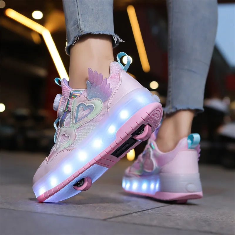 Walking shoes Girls shoes will shine skates New outdoor running pulley