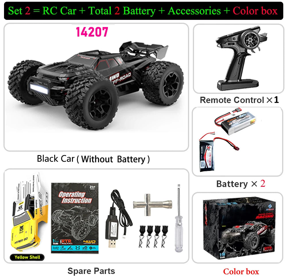 MJX Hyper Go 14207 14208 1/14 Brushless RC Car 2.4G 4WD Electric High Speed Off-Road Remote Control Drift Monster Truck for Kids