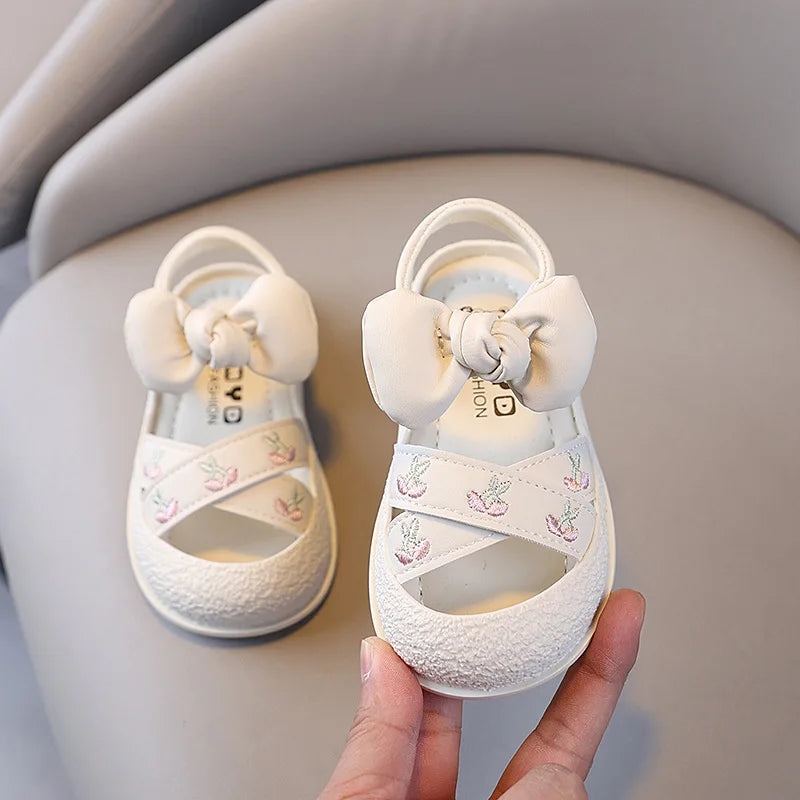 Summer Baby Girl Shoes Soft Bottom Kids Beach Sandals Cute Bow Girls Princess Shoes First Walkers