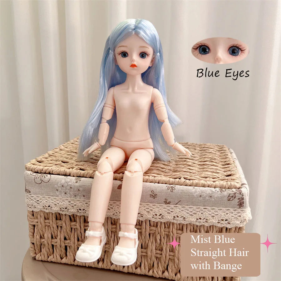 BJD Doll Nude Haploid Multiple Removable Joints 30cm 1/6 3D Grey Green Purple Blue Attractive Eyes Doll Girls Birthday Gift Toy