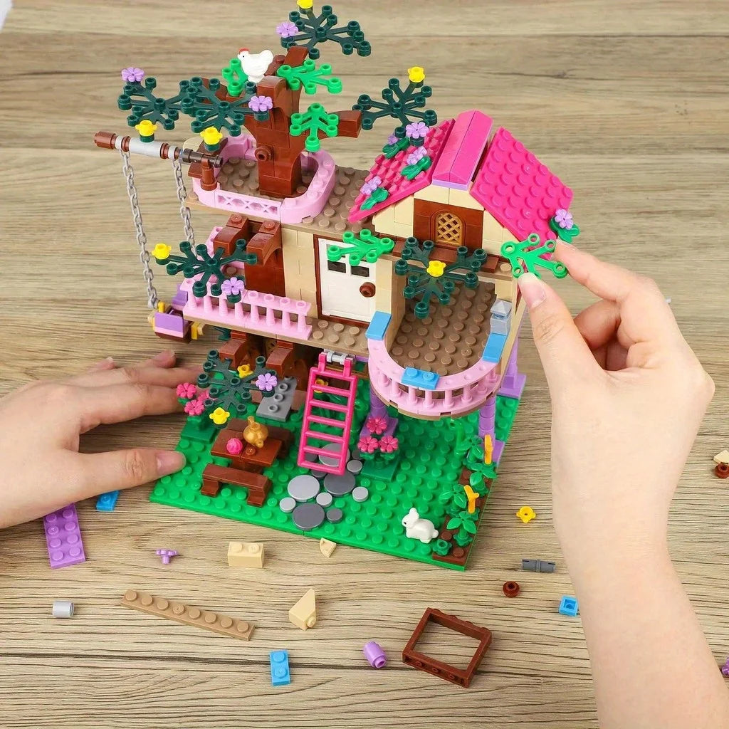 504pcs Friends City Tree House Summer Holiday Villa Castle Building Blocks Sets Figures Garden DIY Toys for Kids Girl Birthday