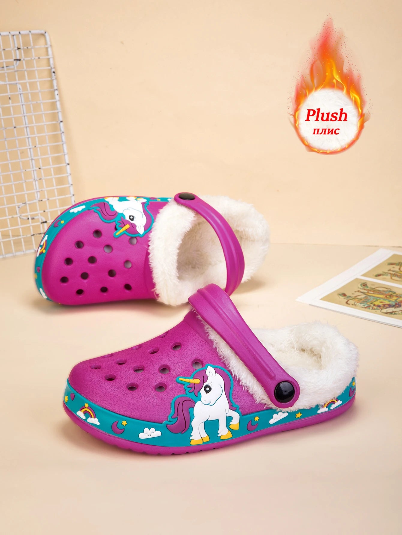 Winter Kids Sandals Fur Children's Slippers Baby Girls Shoes