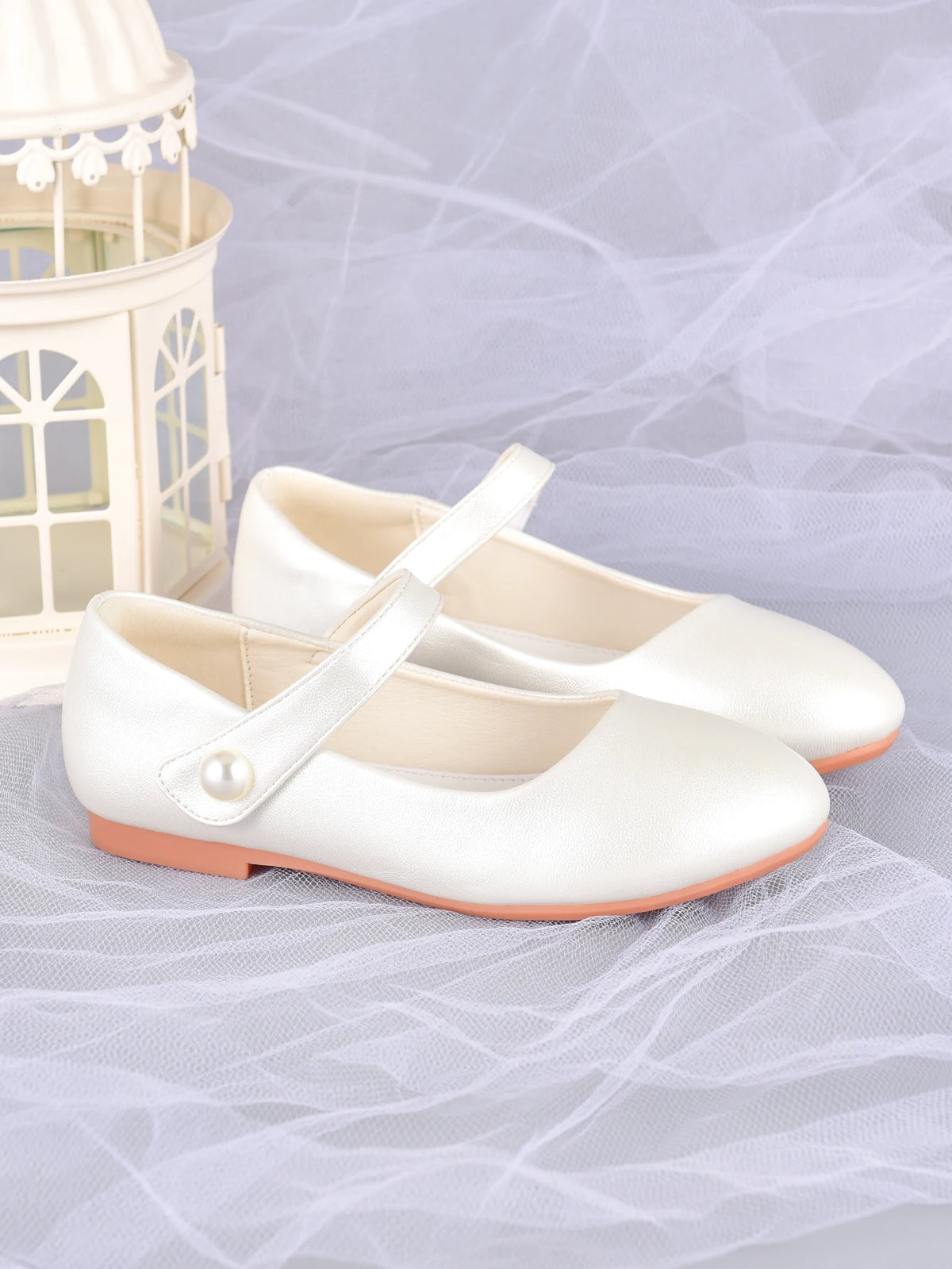Girl's white princess shoes, suitable for children's performance dress with formal dress shoes