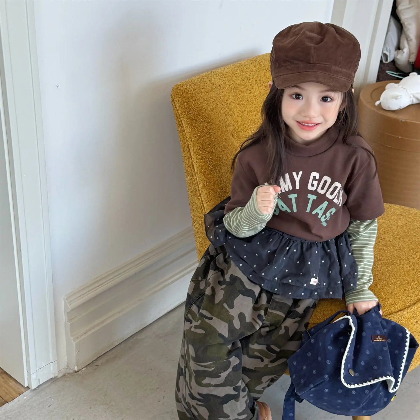 Merlina Cute Cotton Letter Print Tops