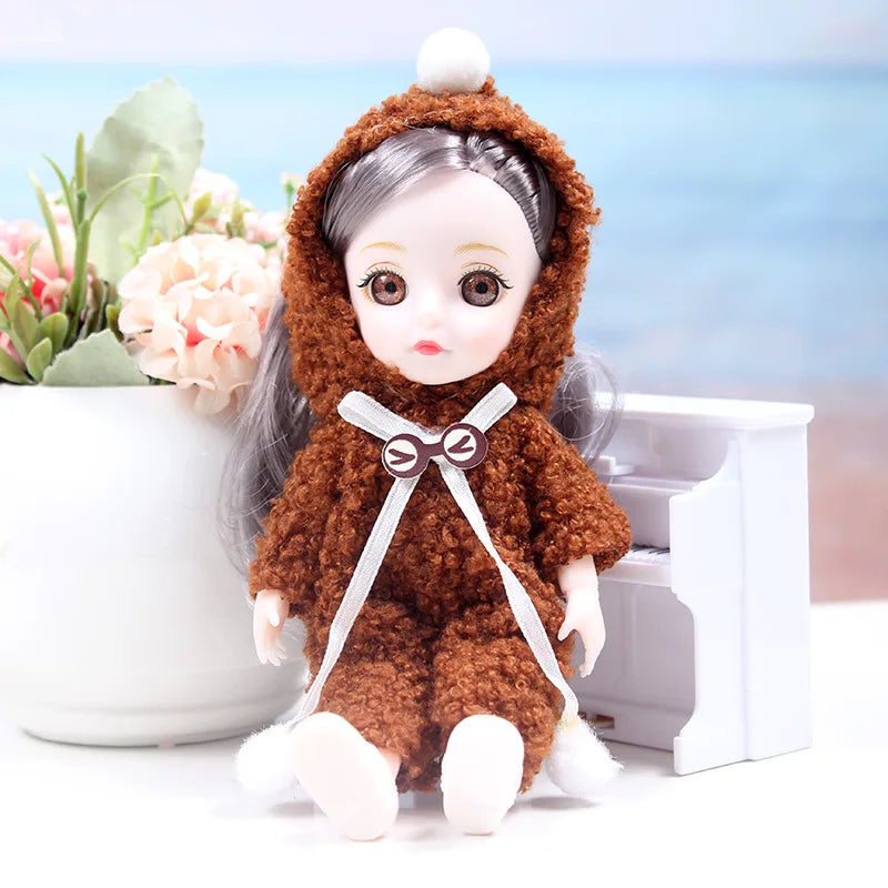 17CM Movable Joint Doll Girl Dress Up Dollhouse Makeup DIY Toys Cute Safety Baby 3D Doll Babies Toddler Princess Beautiful Gift