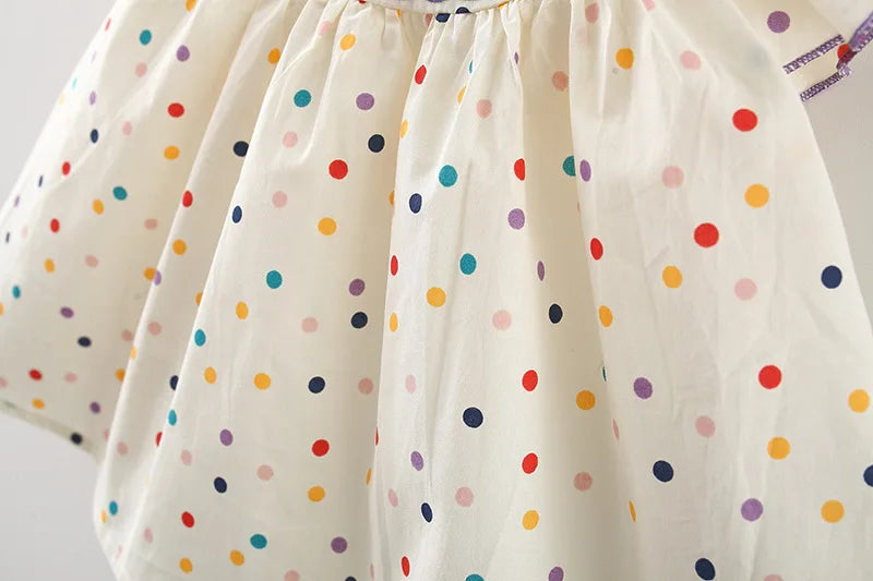 Kadia Polka Dot Baby Dress with Flower Embroidery