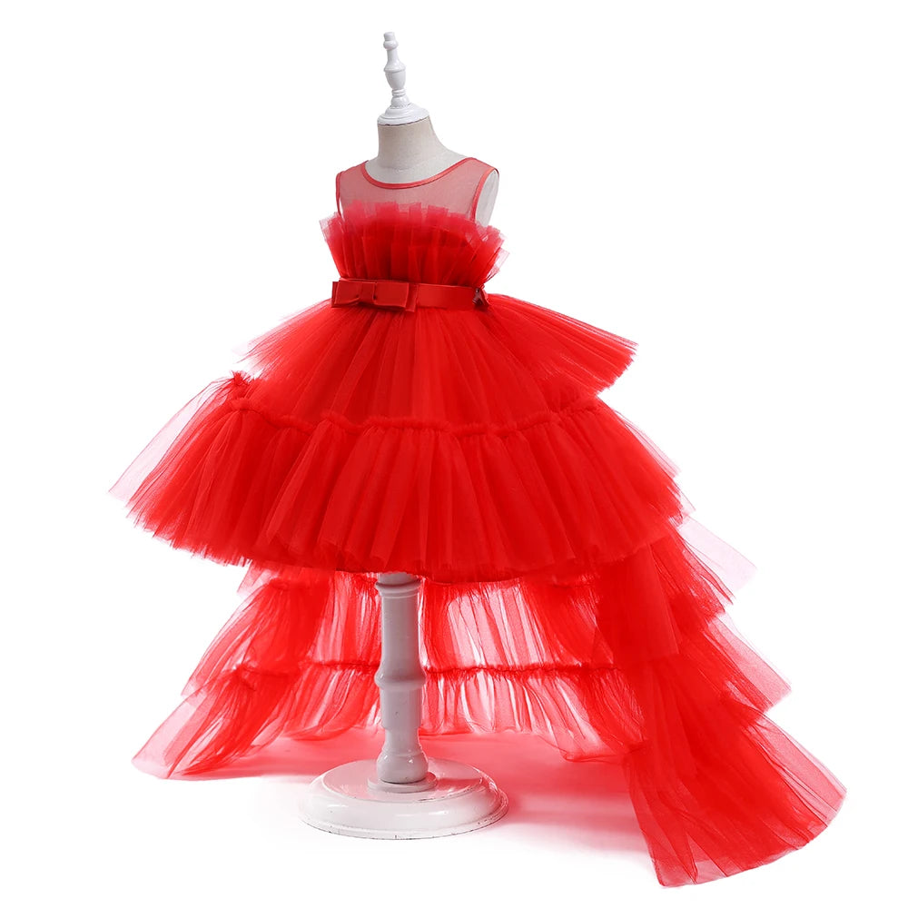Summer Baptism Bridesmaids Party Baby Girls Dresses Tulle Trailing Wedding Birthday Princess Dress