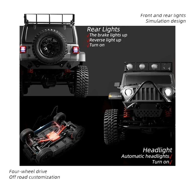MN128 1/12 RC Car 4WD Jeep Model 2.4G Remote Control LED Light 4X4 Off Road