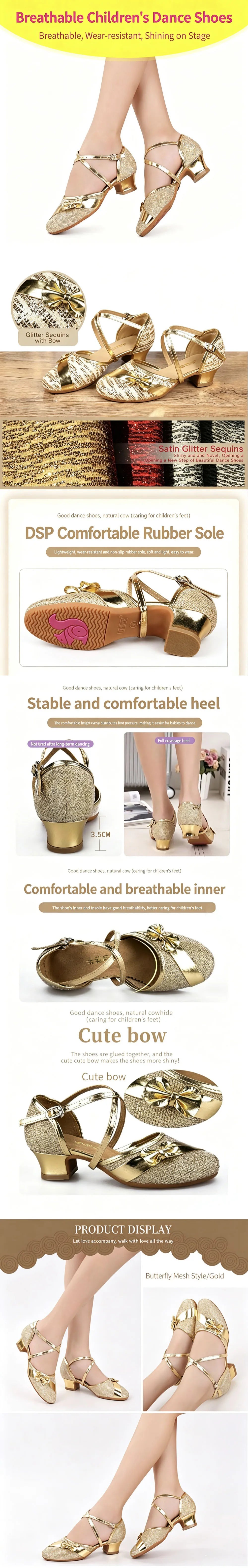 Girls Dance Shoes For Women Ladies Ballroom Latin Children/Kids Tango Salsa Latin Dancing Shoes Low Heel Salsa Training Shoes