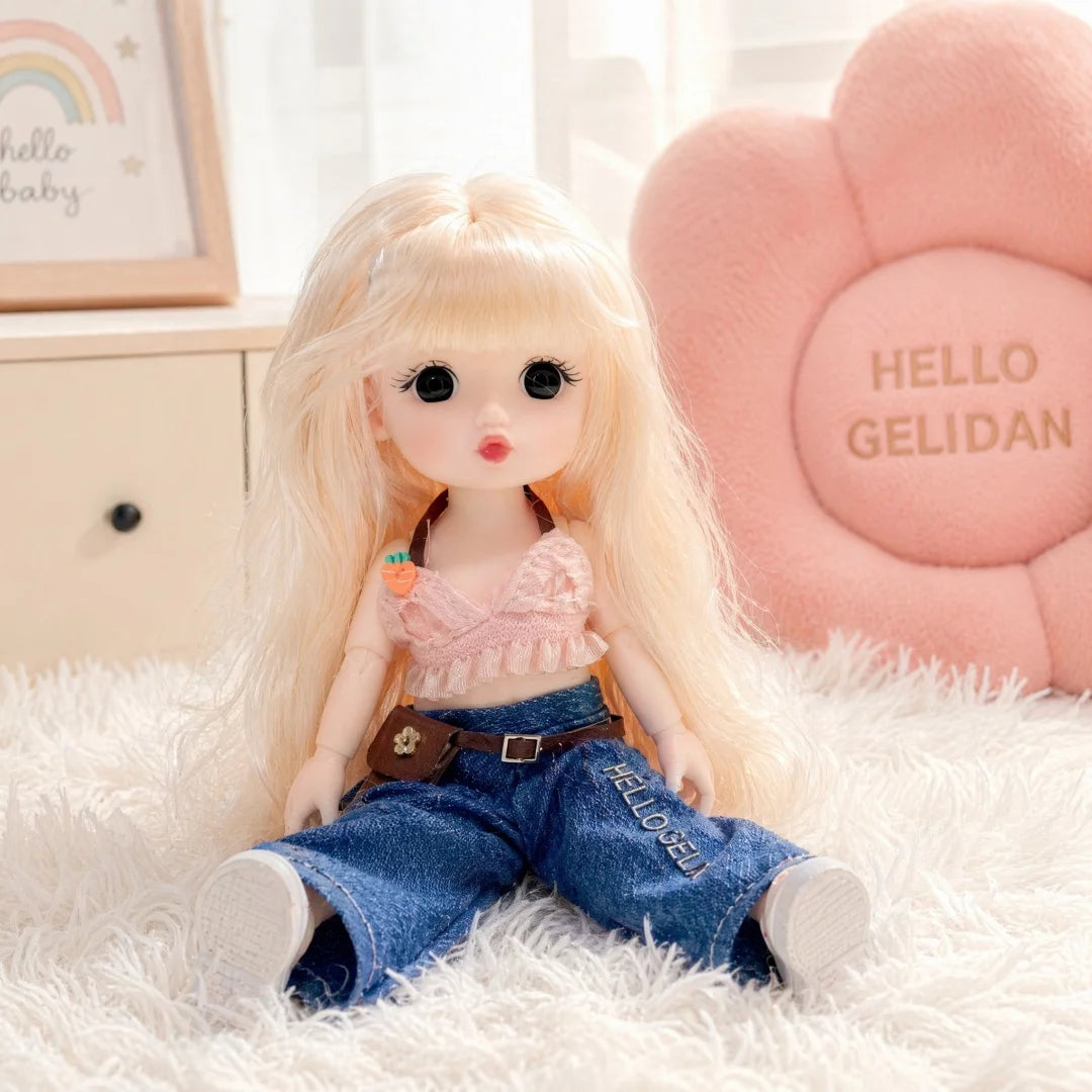 1/12 15-17cm BJD Dolls Cute Princess Dress Up Doll 13 Movable Joint 3D Eyes Toy Kids Doll Toys for Girls Birthday Xmas Gifts