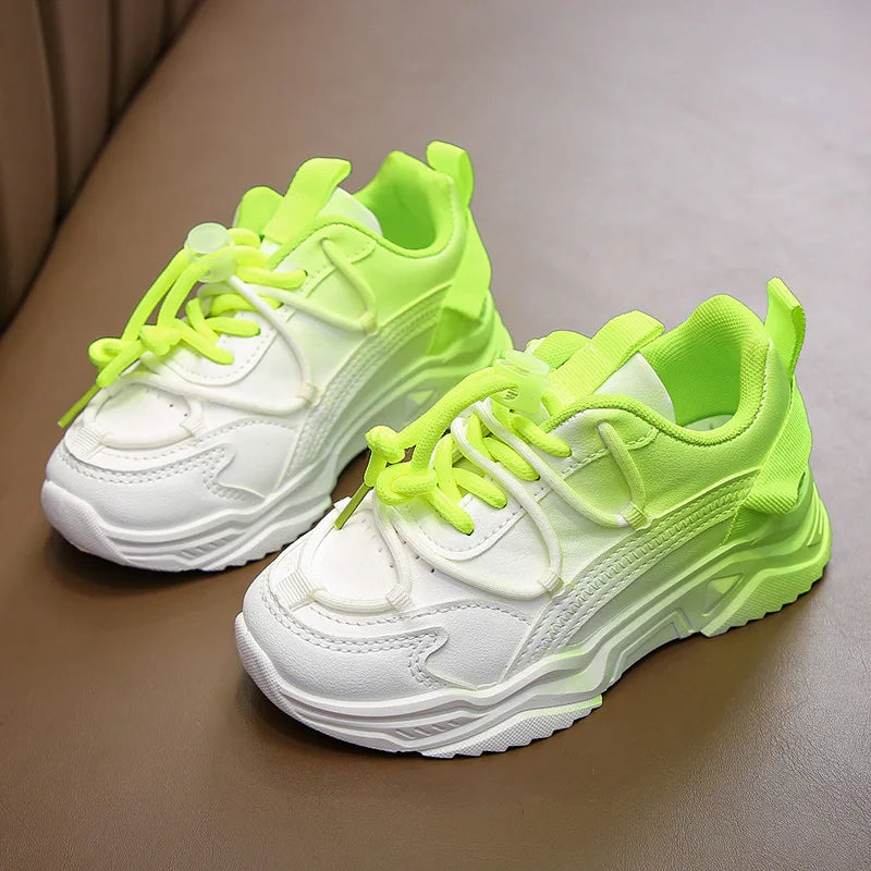 Girls Gradient Design Shoes Children Platform Sneakers Casual 4-12 Years Autumn Kids Chunky Running Sports Tennis Shoes for Girl
