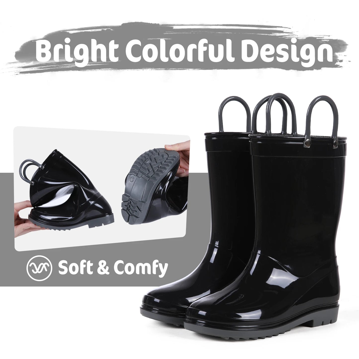 Quinn Evshine Kids Waterproof Rain Boots for Boys and Girls