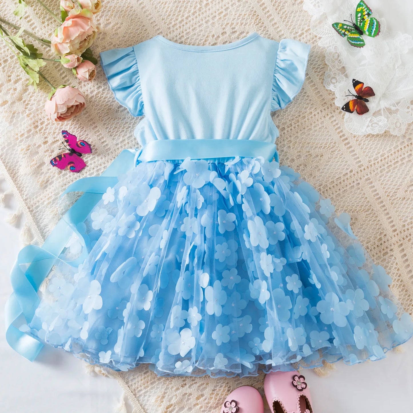 Girls Summer Dress with Butterfly for Ages 2-6