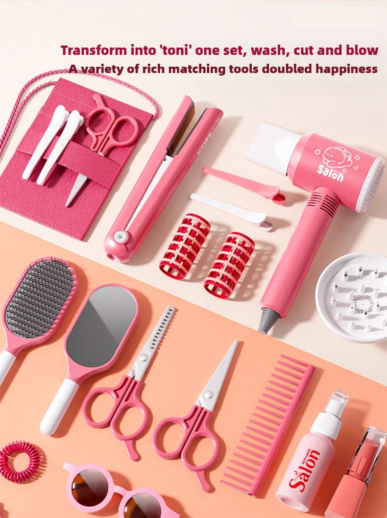 Girls' Beauty Toys Fashion Barber Role Playing Games Simulation Haircut Children Hair Dryer Child Pretend House Play Children