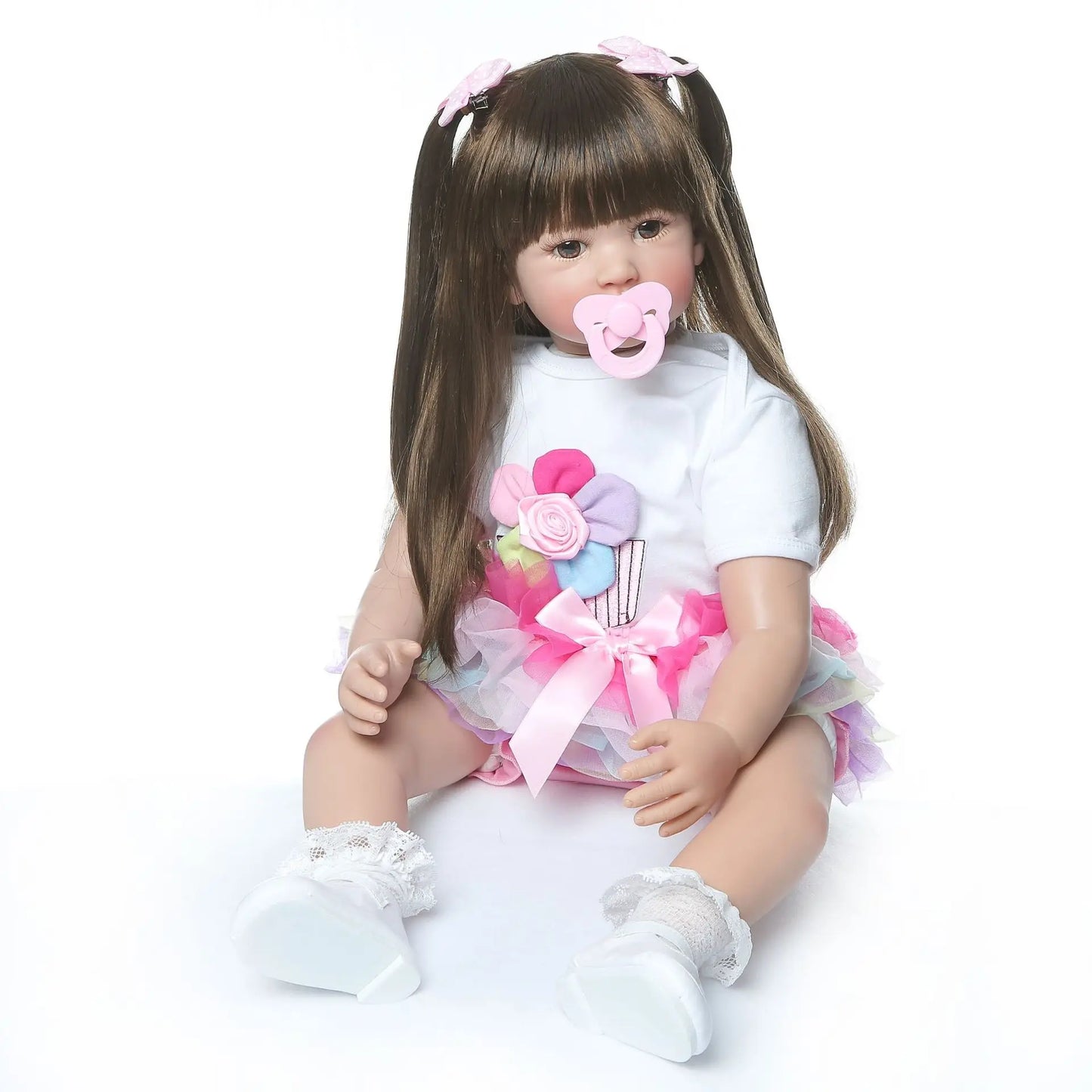 Reborn Babies 24 inch Realistic Soft Silicone Vinyl Cloth Body Lifelike Handmade RebornDolls Girls Newborn Baby Xmas Gift