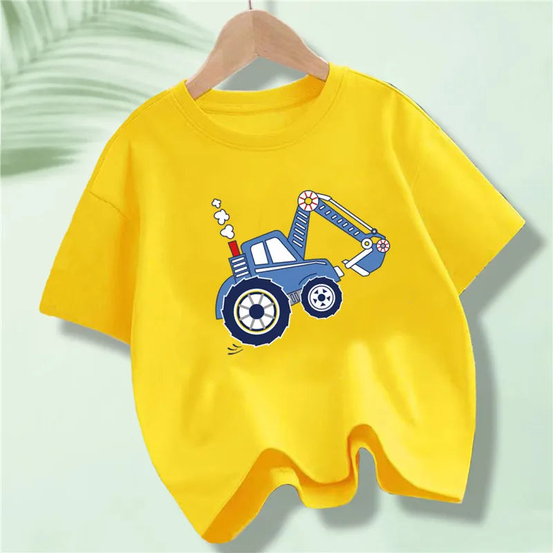 Martin Kids Cartoon Excavator Print T Shirt - GuGuTon baby store - Baby Fashion - Toddlers Outfits - Babies Outfits - Toddler Clothes - Kids Clothing - Newborn Clothes - Newborn Wear - Kids Wear - Trending Clothes - Trending Outfits - Fall Fashion - Winter Fashion - Girls Clothes - Boys Clothes - Babies Wear - Kids Accessories - KidsWear - Summer Clothes - Summer Fashion - Summer Trend - Falls Sweaters - Tops - Bottom - Jeans - Blouse - Dresses - Newborn Dresses - Toys