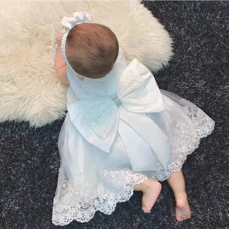 Baby Girl Clothes White Dress for Baptismal Ceremony Little Flower Child Wedding Dress Toddler Kids 1st Birthday Party Dresses