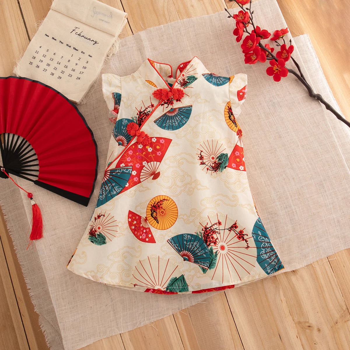 Baby Girl Dresses Summer Chinese Style Printed Cotton Girls Dresses