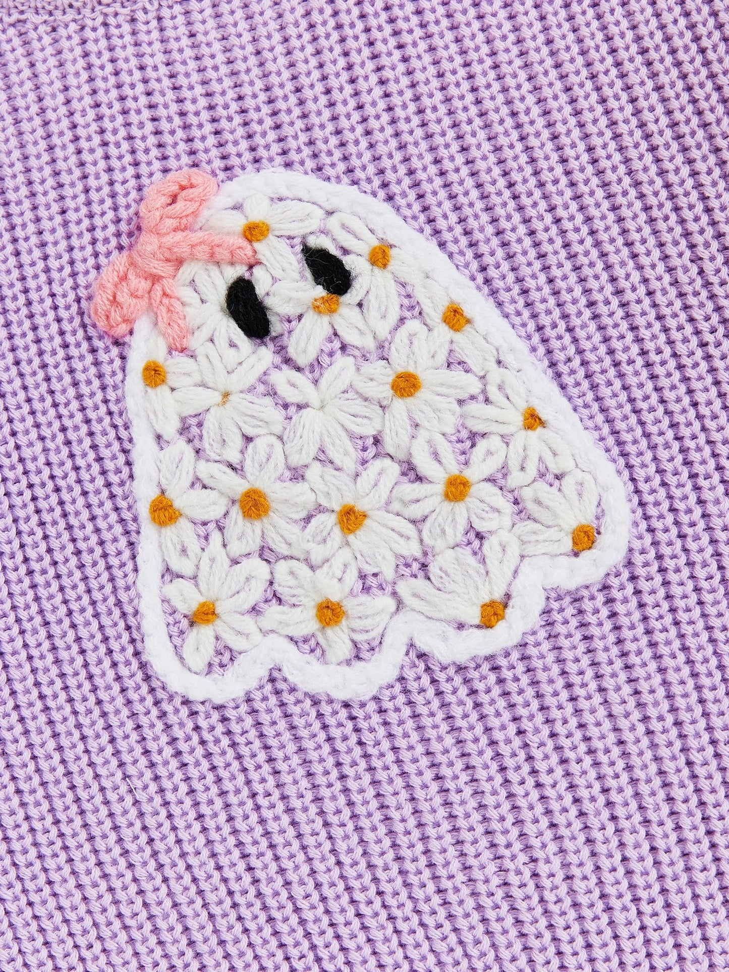 Kimberly Girl Halloween Sweater Long Sleeve Round Neck Ghost