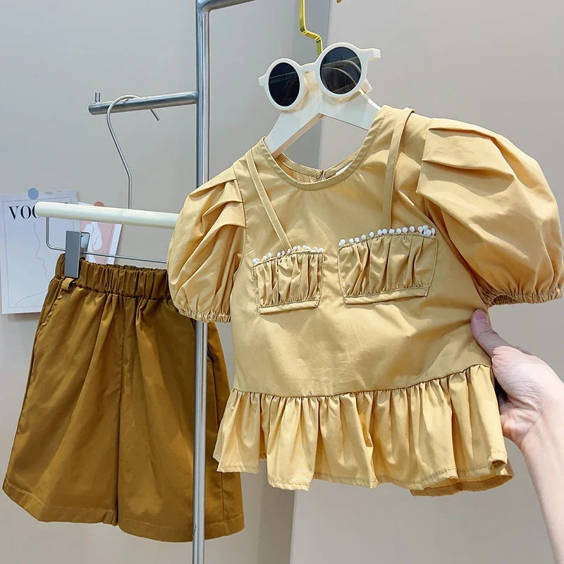 Angelica Girls Clothing Summer Short Sleeve Children Two Piece Set - GuGuTon baby store - Baby Fashion - Toddlers Outfits - Babies Outfits - Toddler Clothes - Kids Clothing - Newborn Clothes - Newborn Wear - Kids Wear - Trending Clothes - Trending Outfits - Fall Fashion - Winter Fashion - Girls Clothes - Boys Clothes - Babies Wear - Kids Accessories - KidsWear - Summer Clothes - Summer Fashion - Summer Trend - Falls Sweaters - Tops - Bottom - Jeans - Blouse - Dresses - Newborn Dresses - Toys