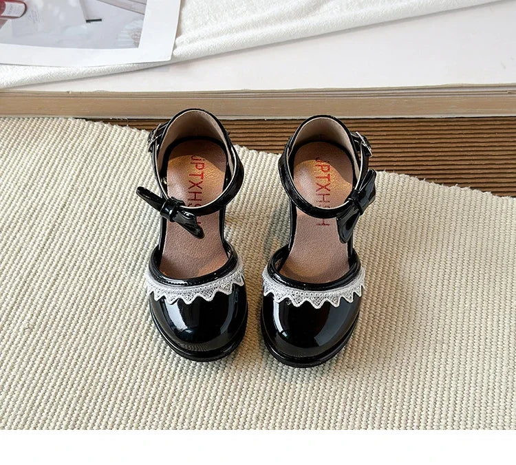 New Leather Shoes Fashion Versatile Comfort Girl Shoe Princess Exquisite Casual High-heeled Sandals Performance Classic Kid Shoe