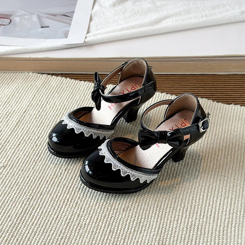 New Leather Shoes Fashion Versatile Comfort Girl Shoe Princess Exquisite Casual High-heeled Sandals Performance Classic Kid Shoe