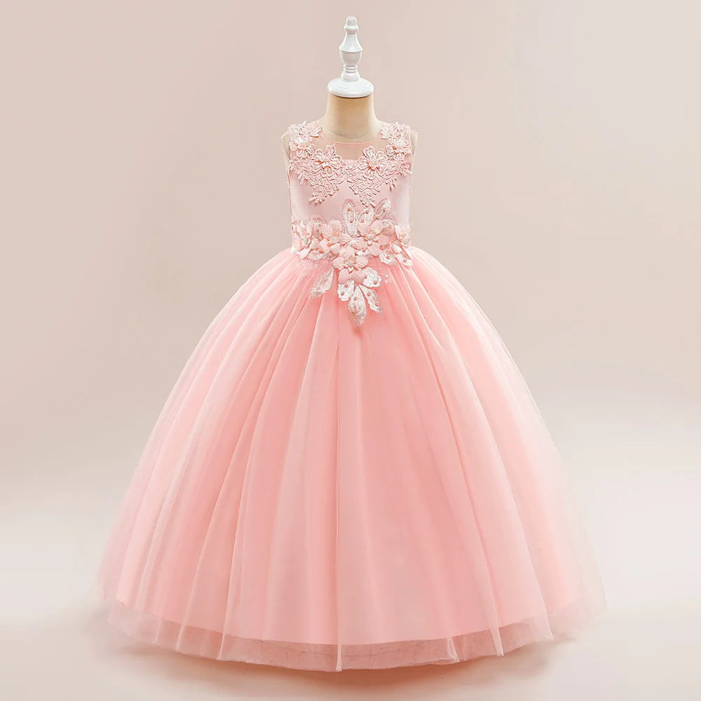 Elegant White Bridemaid Flower Girls Party Dress