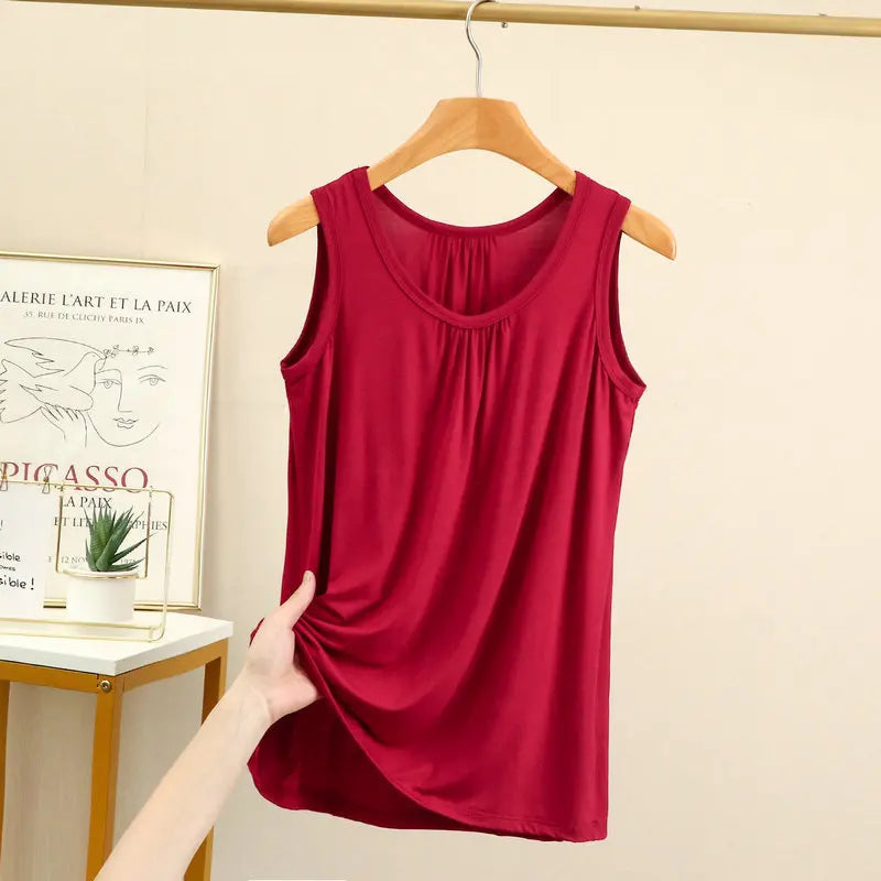 Sophia Tops Loose Folds Summer women Modal sleeveless - GuGuTon baby store - Baby Fashion - Toddlers Outfits - Babies Outfits - Toddler Clothes - Kids Clothing - Newborn Clothes - Newborn Wear - Kids Wear - Trending Clothes - Trending Outfits - Fall Fashion - Winter Fashion - Girls Clothes - Boys Clothes - Babies Wear - Kids Accessories - KidsWear - Summer Clothes - Summer Fashion - Summer Trend - Falls Sweaters - Tops - Bottom - Jeans - Blouse - Dresses - Newborn Dresses - Toys