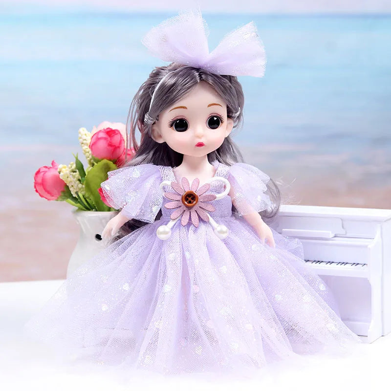 17CM Movable Joint Doll Girl Dress Up Dollhouse Makeup DIY Toys Cute Safety Baby 3D Doll Babies Toddler Princess Beautiful Gift