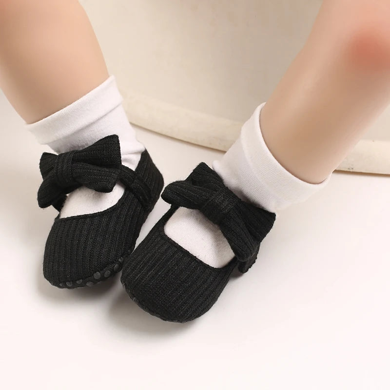 Cute Baby Girl Shoes Knitted Cotton Flat Shoes Arched Soft Sole 0-18M Newborn Princess Shoes