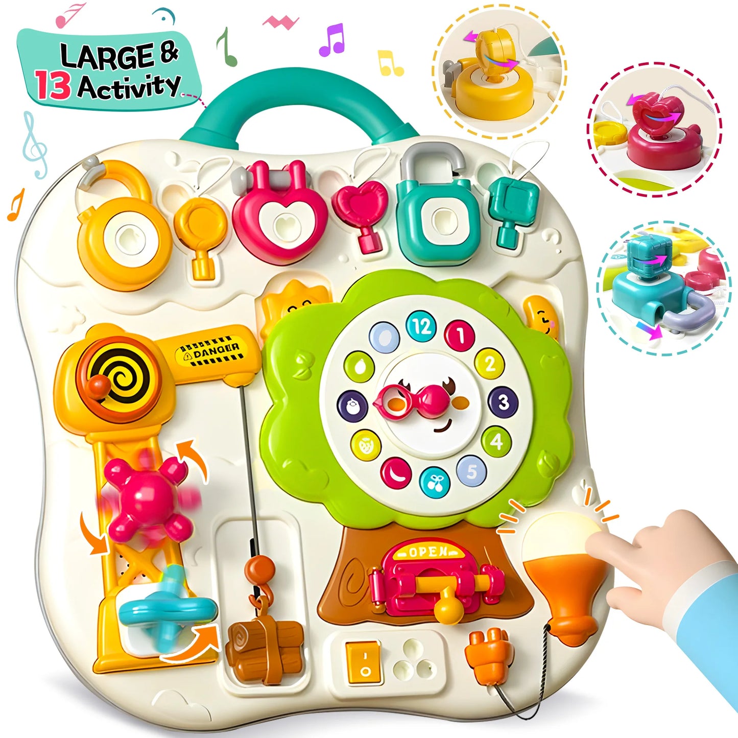 Montessori Busy Board Sensory Toys for Toddlers 1-3 Activity Music & LED Light Up Montessori Toys for 2+ Year OldTravel Toys for 2 Year Old Boys Girls