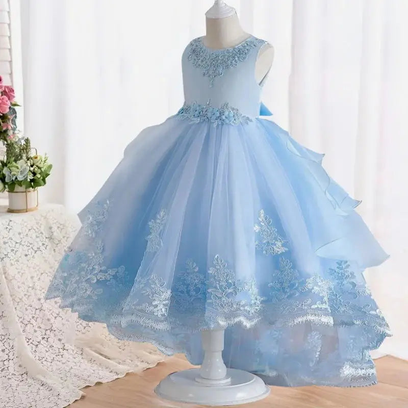 Children's Dress Girls' Open Back Lace Skirt Flower Girl Fashionable Wedding Dress