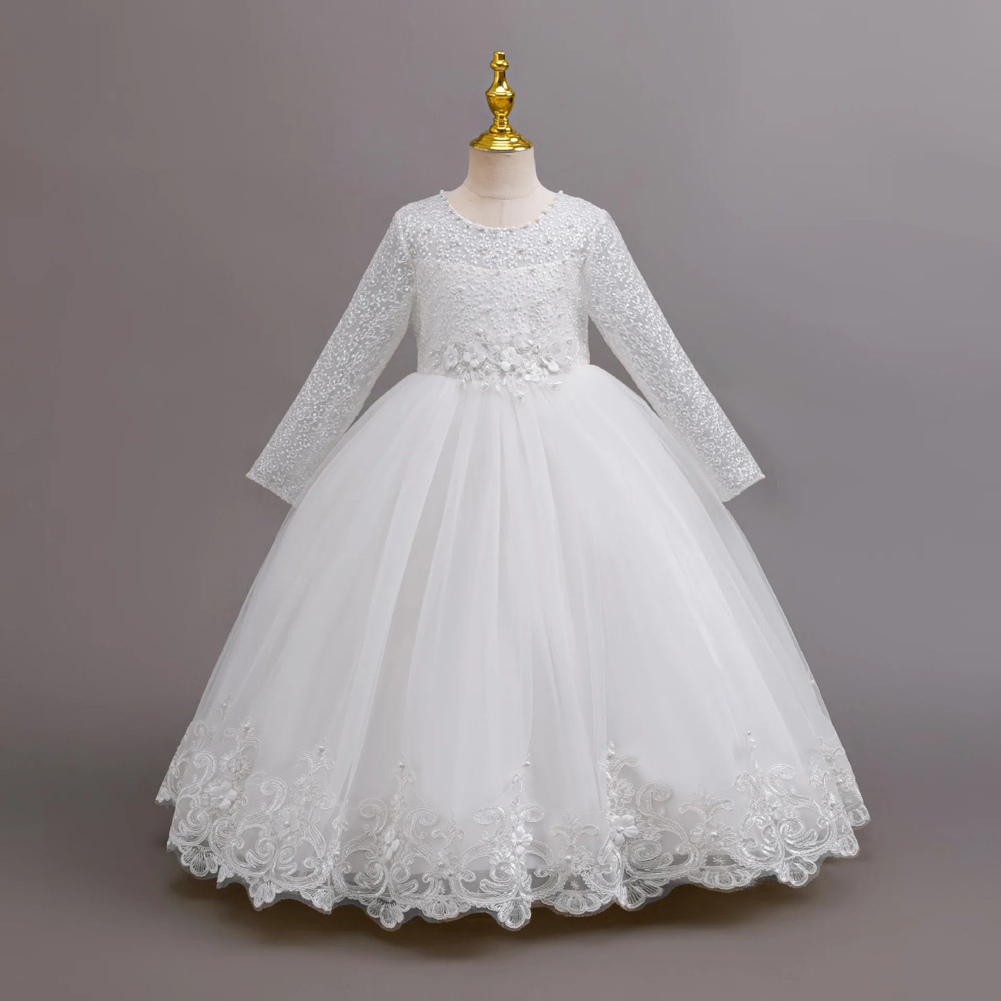 New Girl Wedding Dress White Long Lace Princess Dress