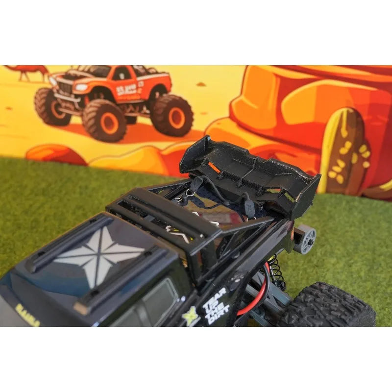 RLAARLO Omni Terminator 1/10 RC Monster Truck Roll Cage & Wing Spoiler, Soft TPU Body Protection No-Drill Upgrade OP Parts