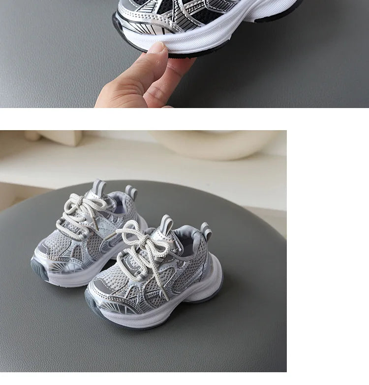 Girls' Sports Shoes 2026 New Style Soft Sole Children's Casual Shoes Fashionable Breathable Stripe Dad Shoes for Kids Boy