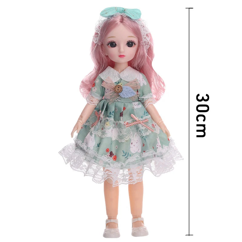 Fashion Cute 1/6 BJD Doll Full Set 30cm Princess Doll Ball Jointed Doll Girl Toy Gift Dolls for Girls Toys for Girls