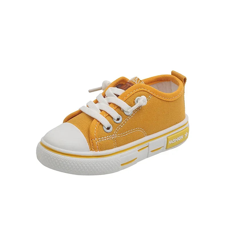 Children's Low-top Canva Shoes 2025 Spring New Style White Candy Color