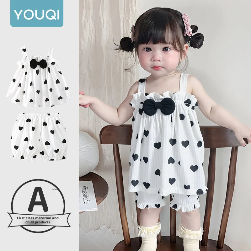 Eve Baby Girl Outfit Set, Camisole Top with Polka Dot Shorts