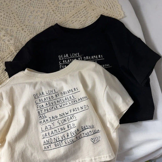 Elvis Loose Baby Letter Short Sleeves Tees