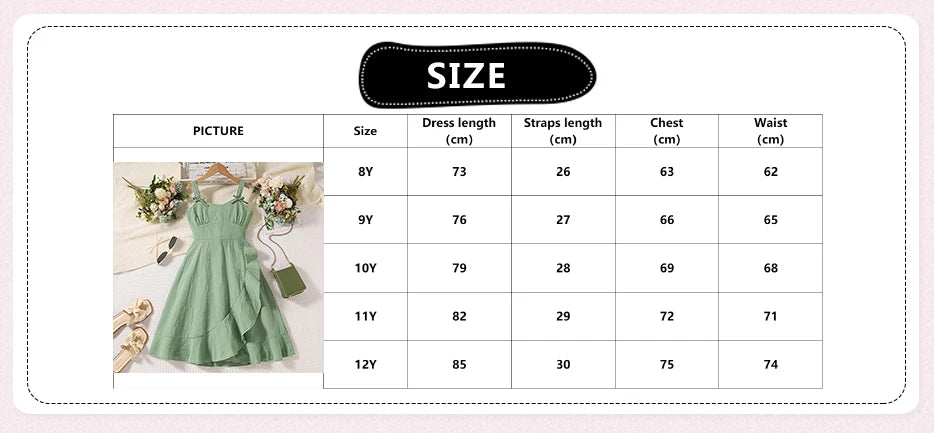 Summer Girl's Dress 8-12 Years Old Cute Bow-Embellished Slip Panel