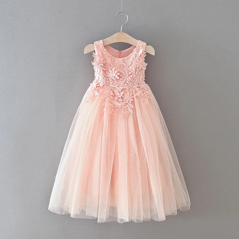 Flower Girl Dresses Lace Ankle Length Sleeveless Princess Dresses for Parties
