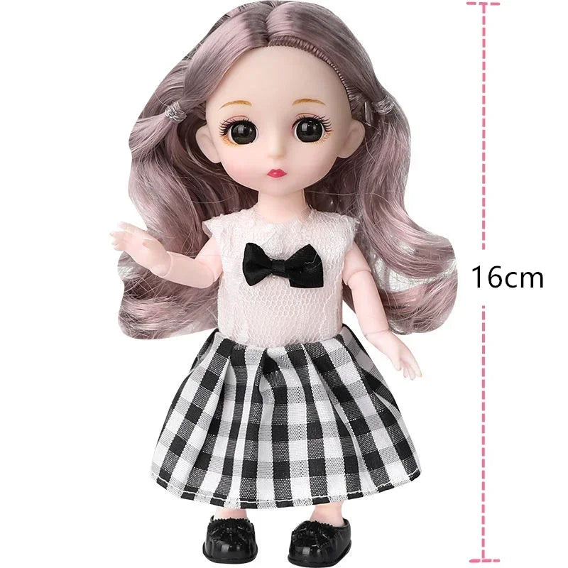 16cm 1/12 Girl Princess Doll BJD Doll with Clothes Shoes Movable 13 Joints Cute Sweet Face Child Gift DIY Dress Up Toys for Kids