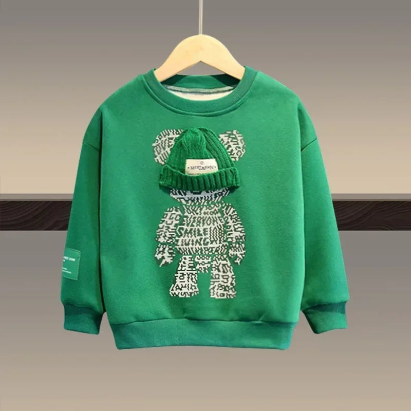 Boy Clothes Set Autumn - Cartoon Bear Top and Pant