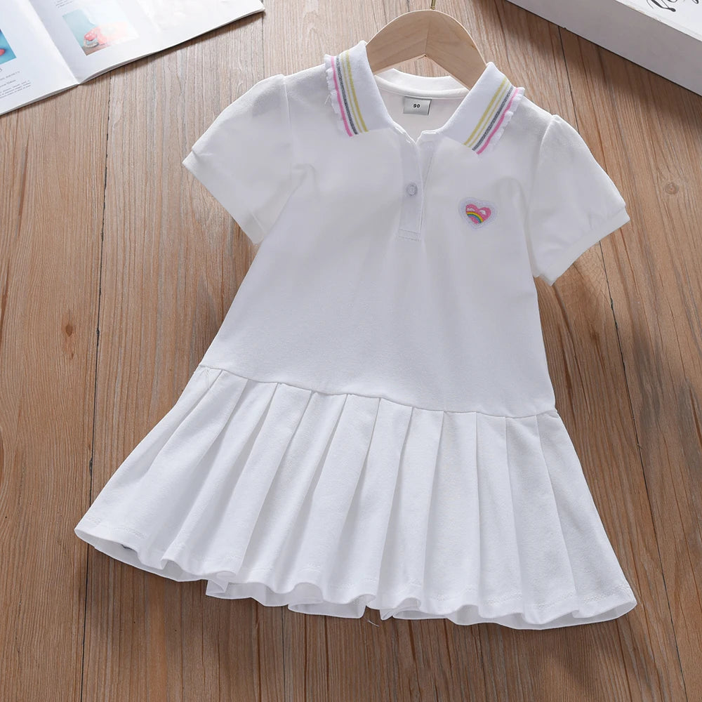 Toddler Girls' Dress Ages 2-6 Yellow Collared Summer Cotton Clothes Casual Outfit